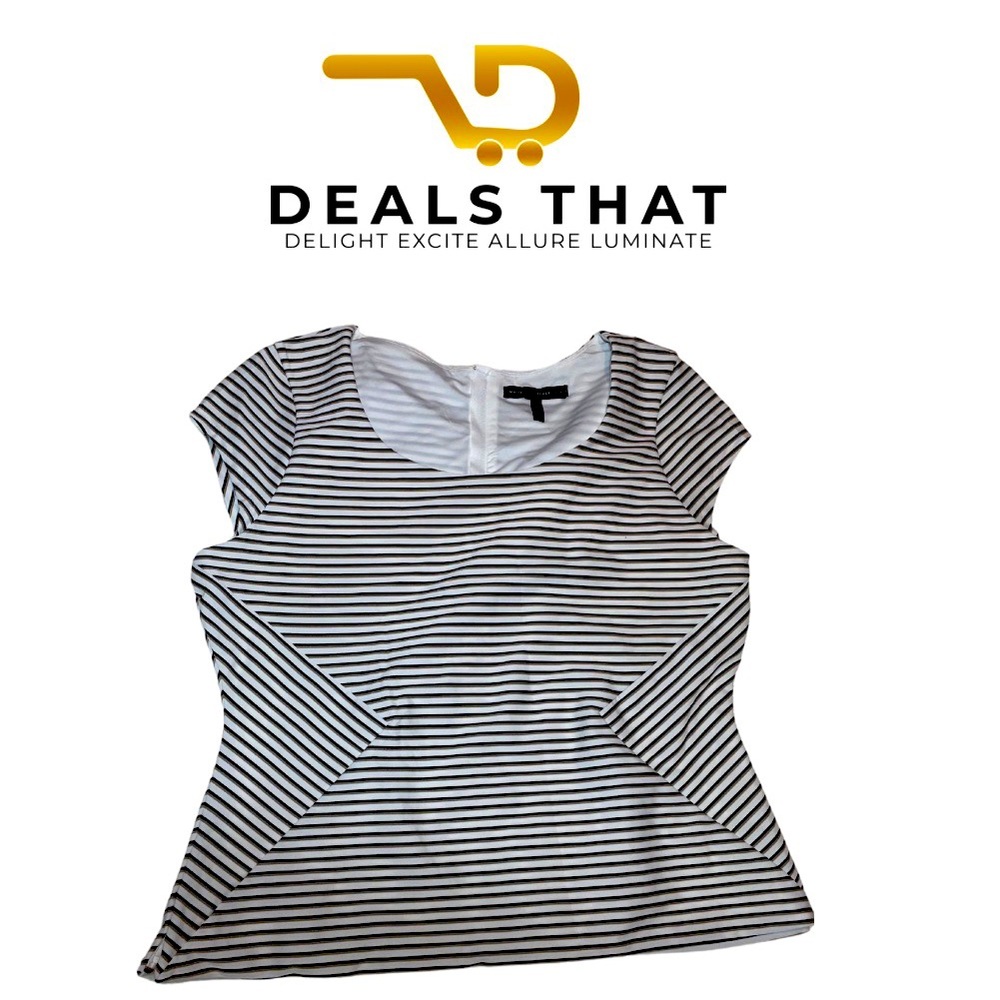 White House Black Market Top Black, White and Beige Stripes